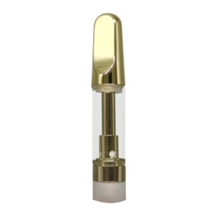 A Gold - 1ml CBD vape pen on a white background, with 1ml of oil.