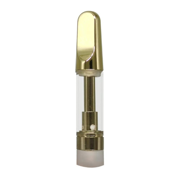 A Gold - 1ml CBD vape pen on a white background, with 1ml of oil.