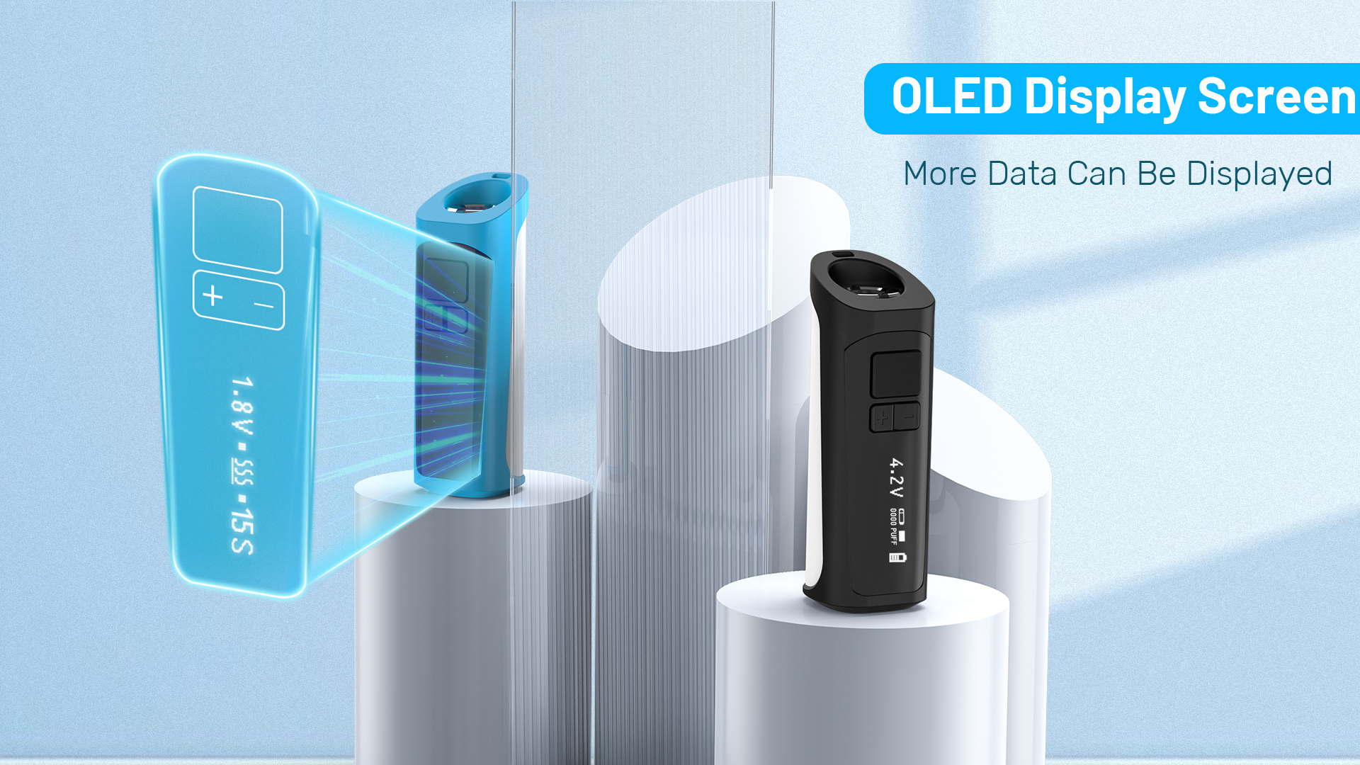 The old TIK20 Battery - OLED screen is sitting on top of a pillar.