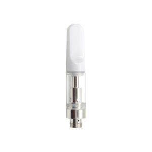 An empty V4 - White Tip - 0.5ml vape cart on a white background.