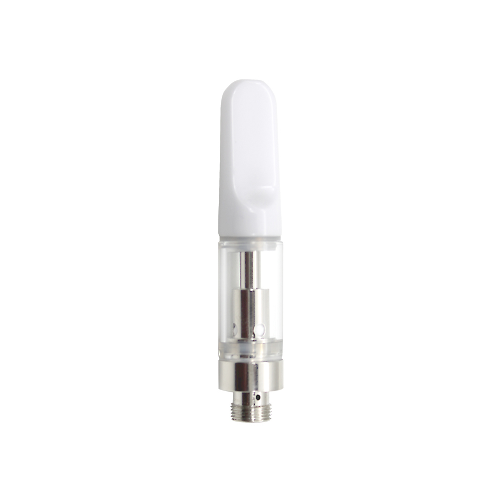 An empty V4 - White Tip - 0.5ml vape cart on a white background.