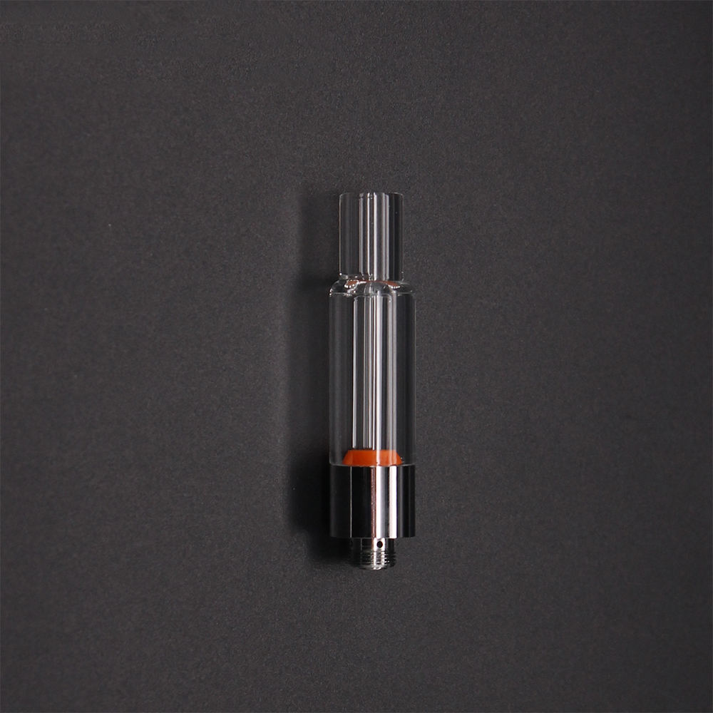 A VG02 - 1ml - Full Glass vape cartridge on a black background.