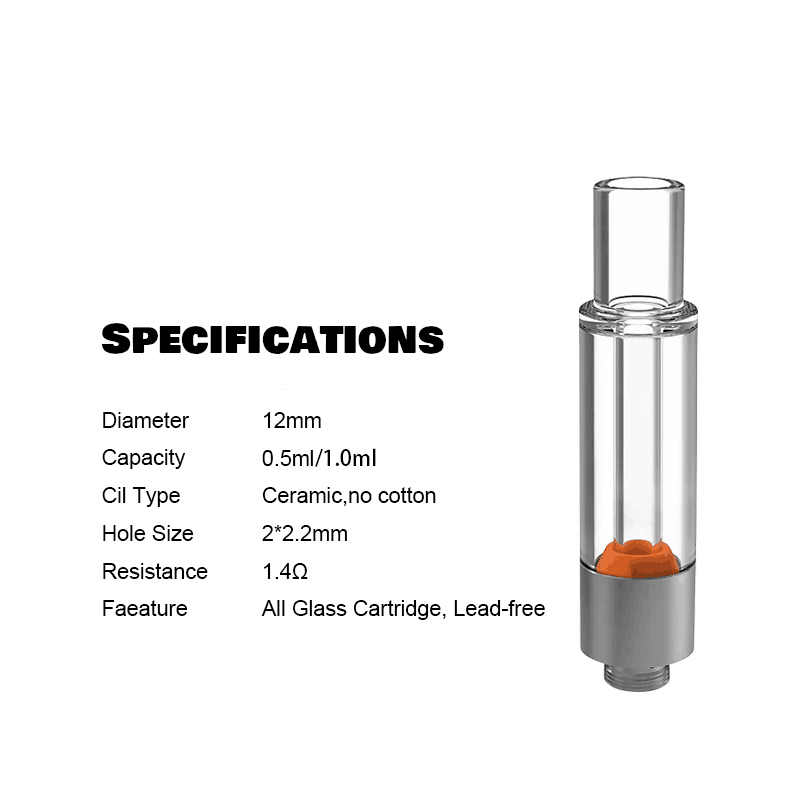 An image of a VG02 - 1ml - Full Glass vape cartridge.