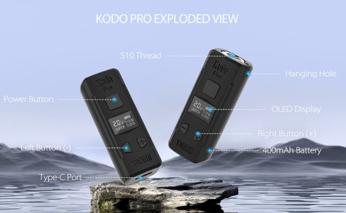 Yocan Kodo Pro Battery exploding view.