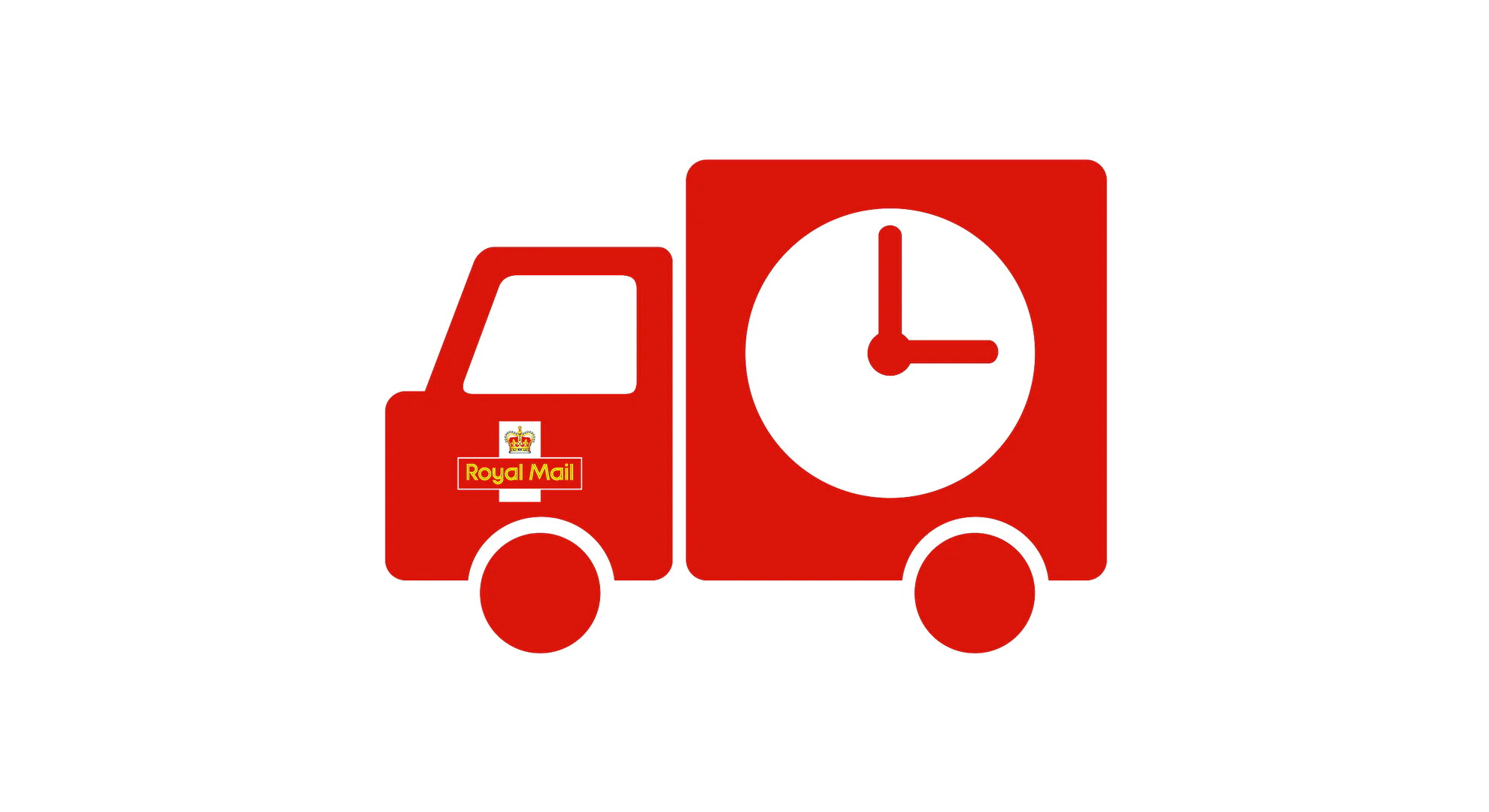 A red truck ready to ship in the UK for next day delivery.
